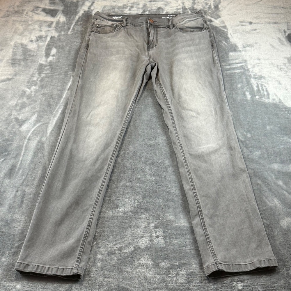 Mugsy Jeans Beans Grey Slim Straight Stretch Denim Pants FLX3NMG 34x33